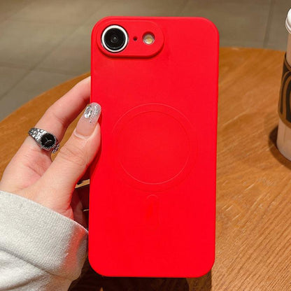 For iPhone 16e Solid Color Liquid Silicone MagSafe Magnetic Phone Case(Red) by bashfashion