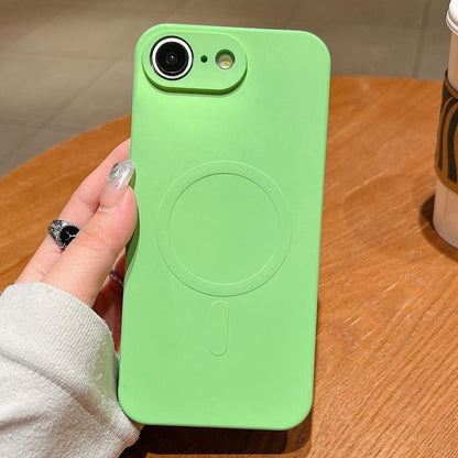 For iPhone 16e Solid Color Liquid Silicone MagSafe Magnetic Phone Case(Matcha Green) by bashfashion