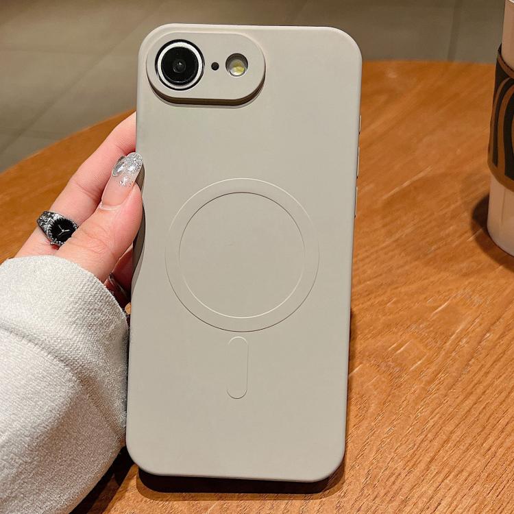 For iPhone 16e Solid Color Liquid Silicone MagSafe Magnetic Phone Case(Grey) by bashfashion