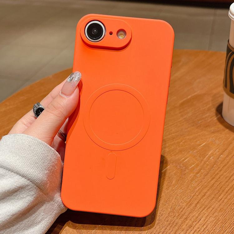 For iPhone 16e Solid Color Liquid Silicone MagSafe Magnetic Phone Case(Orange) by bashfashion
