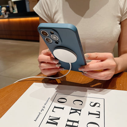 For iPhone 16e Solid Color Liquid Silicone MagSafe Magnetic Phone Case(Yuanfeng Blue) by bashfashion