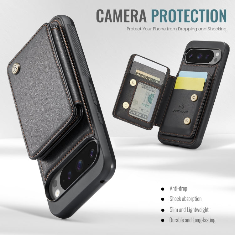 For Google Pixel 9 Pro XL JEEHOOD J05 Business Magnetic Style RFID Leather Phone Case(Black) by JEEHOOD