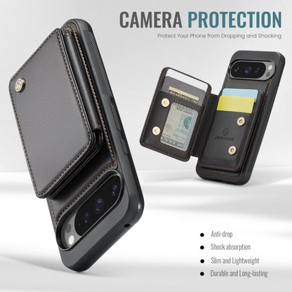 For Google Pixel 9 Pro XL JEEHOOD J05 Business Magnetic Style RFID Leather Phone Case(Black) by JEEHOOD