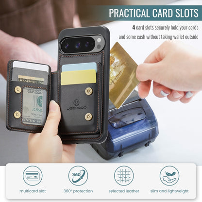 For Google Pixel 9 Pro XL JEEHOOD J05 Business Magnetic Style RFID Leather Phone Case(Black) by JEEHOOD