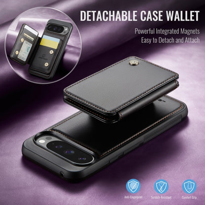 For Google Pixel 9 Pro XL JEEHOOD J05 Business Magnetic Style RFID Leather Phone Case(Black) by JEEHOOD