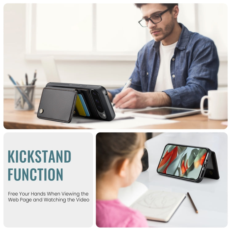 For Google Pixel 9 Pro XL JEEHOOD J05 Business Magnetic Style RFID Leather Phone Case(Black) by JEEHOOD