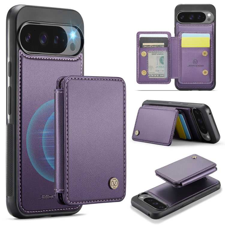 For Google Pixel 9 Pro XL JEEHOOD J05 Business Magnetic Style RFID Leather Phone Case(Purple) by JEEHOOD