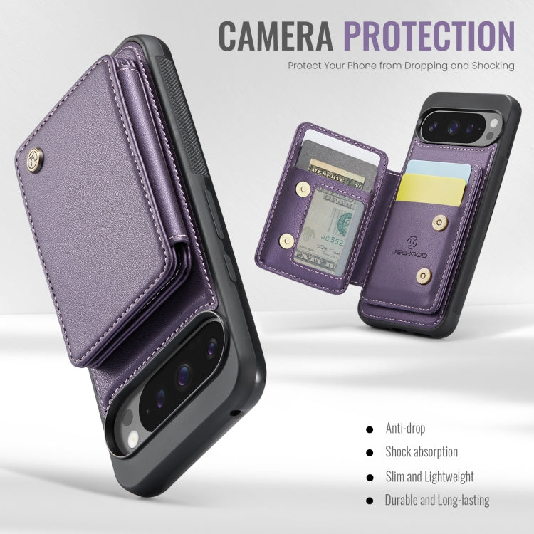 For Google Pixel 9 Pro XL JEEHOOD J05 Business Magnetic Style RFID Leather Phone Case(Purple) by JEEHOOD