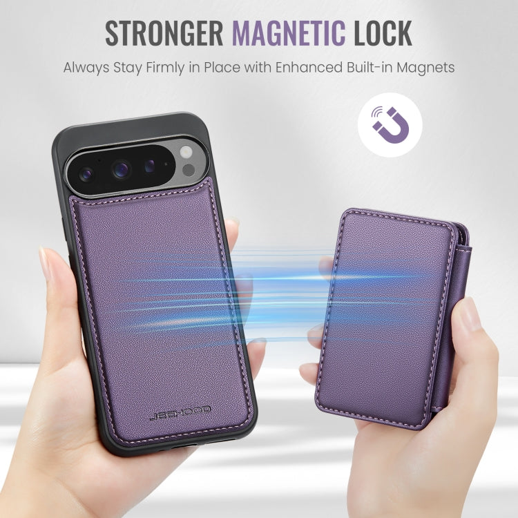 For Google Pixel 9 Pro XL JEEHOOD J05 Business Magnetic Style RFID Leather Phone Case(Purple) by JEEHOOD