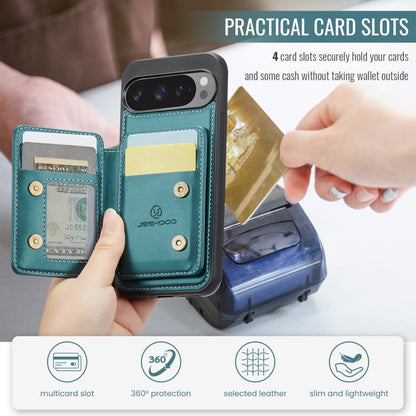 For Google Pixel 9 Pro XL JEEHOOD J05 Business Magnetic Style RFID Leather Phone Case(Blue Green) by JEEHOOD