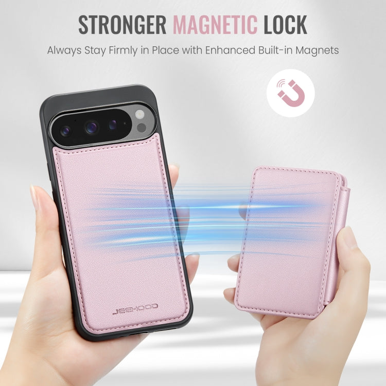 For Google Pixel 9 Pro XL JEEHOOD J05 Business Magnetic Style RFID Leather Phone Case(Pink) by JEEHOOD