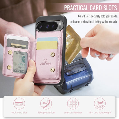 For Google Pixel 9 Pro XL JEEHOOD J05 Business Magnetic Style RFID Leather Phone Case(Pink) by JEEHOOD