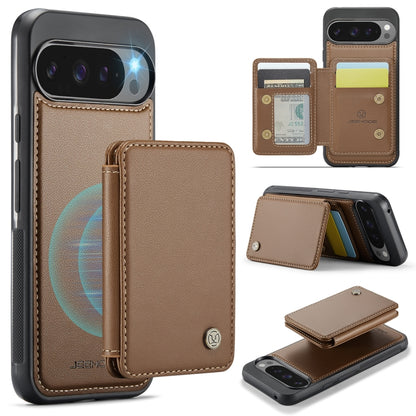 For Google Pixel 9 Pro XL JEEHOOD J05 Business Magnetic Style RFID Leather Phone Case(Brown) by JEEHOOD