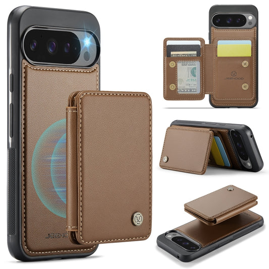 For Google Pixel 9 Pro XL JEEHOOD J05 Business Magnetic Style RFID Leather Phone Case(Brown) by JEEHOOD
