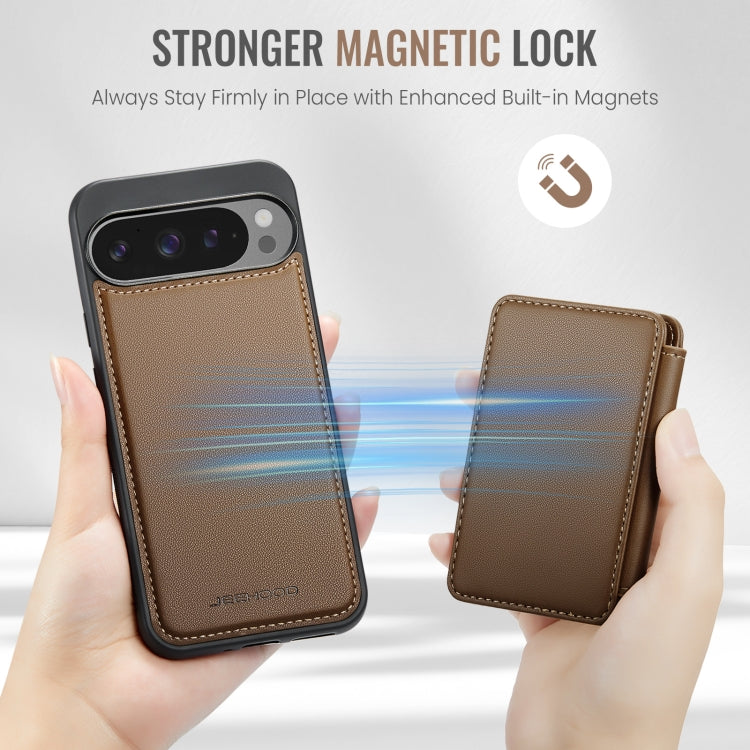 For Google Pixel 9 Pro XL JEEHOOD J05 Business Magnetic Style RFID Leather Phone Case(Brown) by JEEHOOD