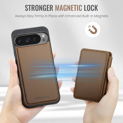 For Google Pixel 9 Pro XL JEEHOOD J05 Business Magnetic Style RFID Leather Phone Case(Brown) by JEEHOOD