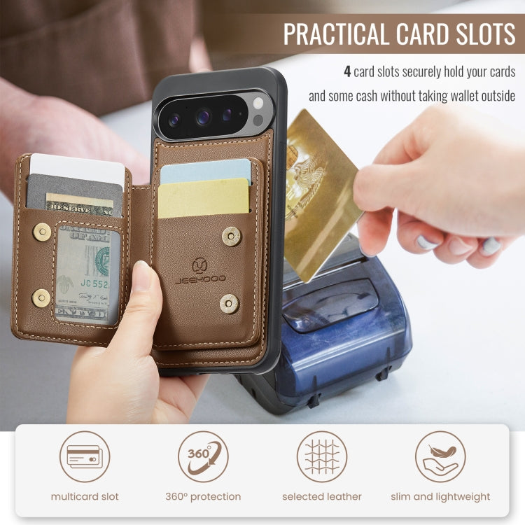 For Google Pixel 9 Pro XL JEEHOOD J05 Business Magnetic Style RFID Leather Phone Case(Brown) by JEEHOOD