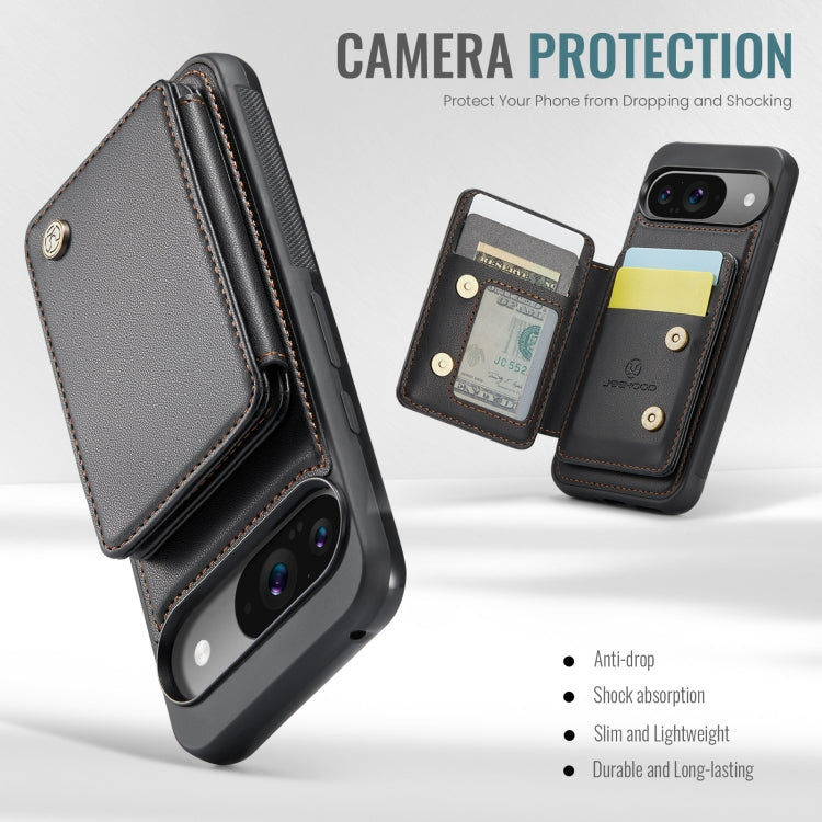 For Google Pixel 9 / 9 Pro JEEHOOD J05 Business Magnetic Style RFID Leather Phone Case(Black) by JEEHOOD