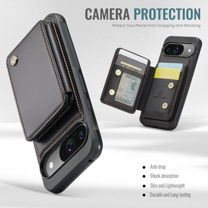 For Google Pixel 9 / 9 Pro JEEHOOD J05 Business Magnetic Style RFID Leather Phone Case(Black) by JEEHOOD