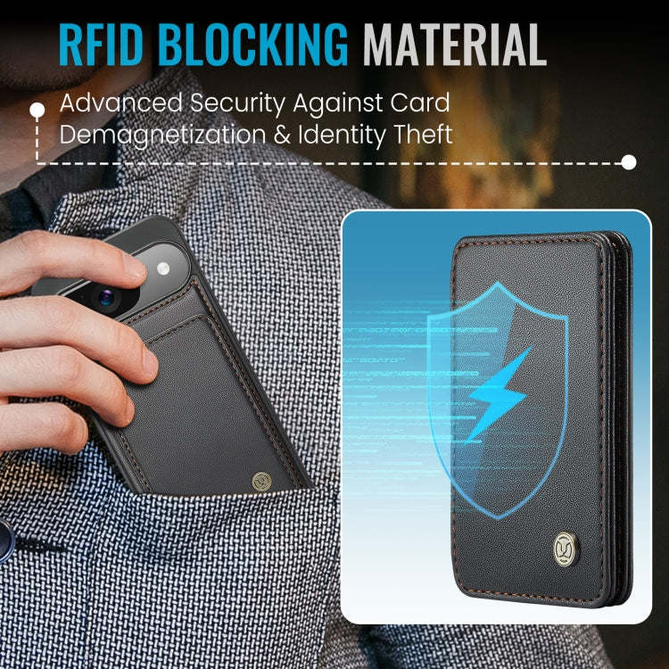 For Google Pixel 9 / 9 Pro JEEHOOD J05 Business Magnetic Style RFID Leather Phone Case(Black) by JEEHOOD