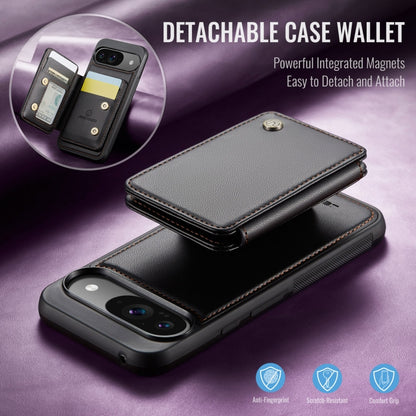 For Google Pixel 9 / 9 Pro JEEHOOD J05 Business Magnetic Style RFID Leather Phone Case(Black) by JEEHOOD