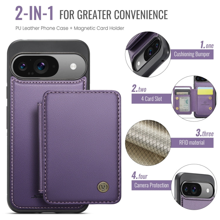 For Google Pixel 9 / 9 Pro JEEHOOD J05 Business Magnetic Style RFID Leather Phone Case(Purple) by JEEHOOD