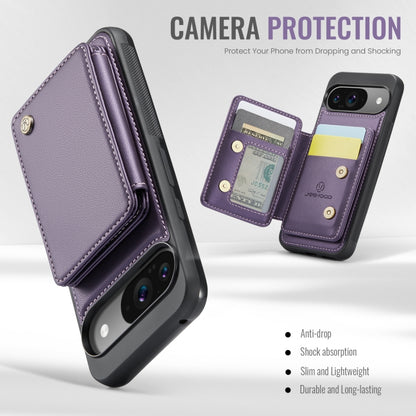 For Google Pixel 9 / 9 Pro JEEHOOD J05 Business Magnetic Style RFID Leather Phone Case(Purple) by JEEHOOD