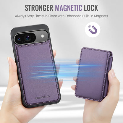 For Google Pixel 9 / 9 Pro JEEHOOD J05 Business Magnetic Style RFID Leather Phone Case(Purple) by JEEHOOD
