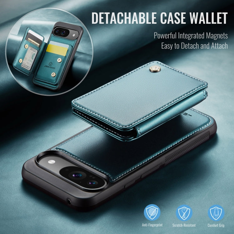 For Google Pixel 9 / 9 Pro JEEHOOD J05 Business Magnetic Style RFID Leather Phone Case(Blue Green) by JEEHOOD