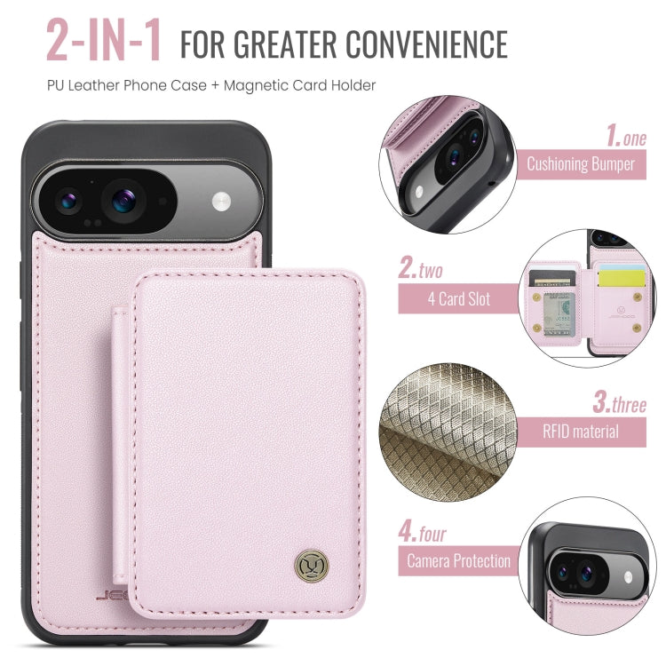 For Google Pixel 9 / 9 Pro JEEHOOD J05 Business Magnetic Style RFID Leather Phone Case(Pink) by JEEHOOD