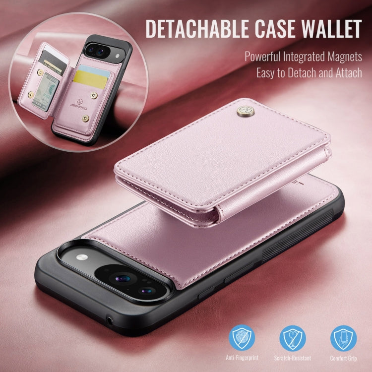 For Google Pixel 9 / 9 Pro JEEHOOD J05 Business Magnetic Style RFID Leather Phone Case(Pink) by JEEHOOD