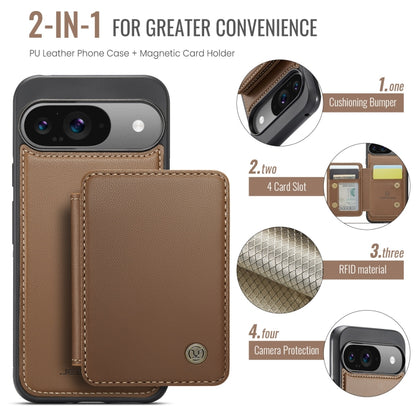 For Google Pixel 9 / 9 Pro JEEHOOD J05 Business Magnetic Style RFID Leather Phone Case(Brown) by JEEHOOD