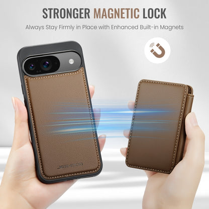 For Google Pixel 9 / 9 Pro JEEHOOD J05 Business Magnetic Style RFID Leather Phone Case(Brown) by JEEHOOD