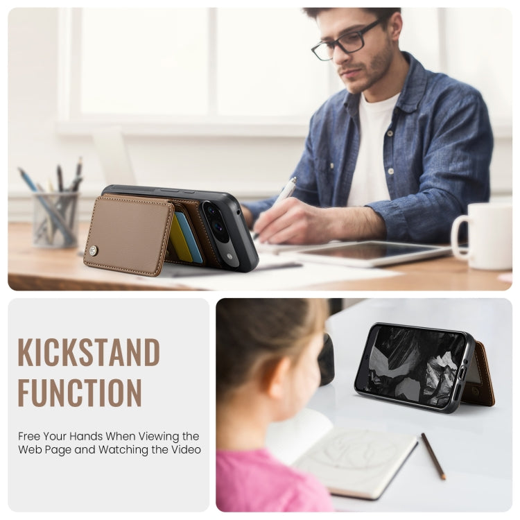 For Google Pixel 9 / 9 Pro JEEHOOD J05 Business Magnetic Style RFID Leather Phone Case(Brown) by JEEHOOD