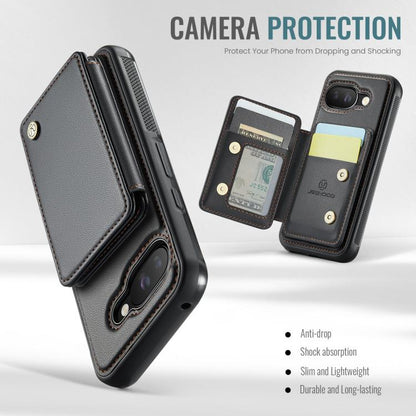 For Google Pixel 9a JEEHOOD J05 Business Magnetic Style RFID Leather Phone Case(Black) by JEEHOOD