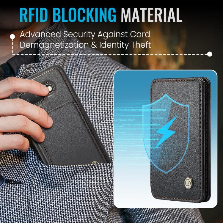 For Google Pixel 9a JEEHOOD J05 Business Magnetic Style RFID Leather Phone Case(Black) by JEEHOOD