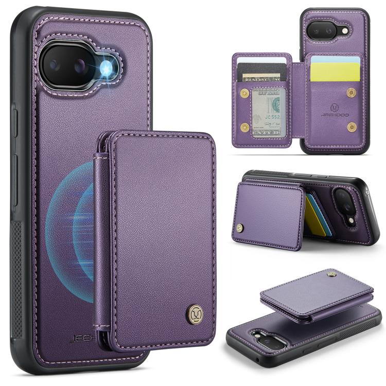 For Google Pixel 9a JEEHOOD J05 Business Magnetic Style RFID Leather Phone Case(Purple) by JEEHOOD