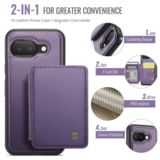 For Google Pixel 9a JEEHOOD J05 Business Magnetic Style RFID Leather Phone Case(Purple) by JEEHOOD