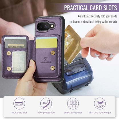 For Google Pixel 9a JEEHOOD J05 Business Magnetic Style RFID Leather Phone Case(Purple) by JEEHOOD