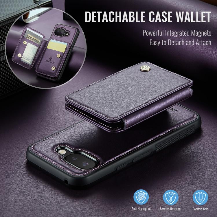 For Google Pixel 9a JEEHOOD J05 Business Magnetic Style RFID Leather Phone Case(Purple) by JEEHOOD