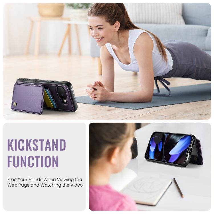 For Google Pixel 9a JEEHOOD J05 Business Magnetic Style RFID Leather Phone Case(Purple) by JEEHOOD