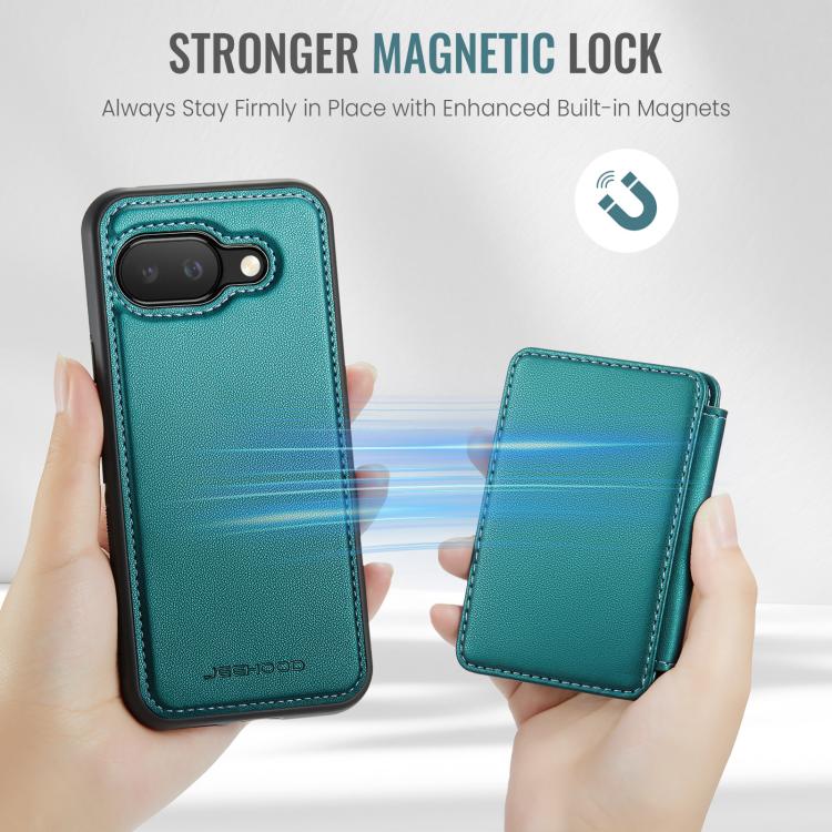 For Google Pixel 9a JEEHOOD J05 Business Magnetic Style RFID Leather Phone Case(Blue Green) by JEEHOOD
