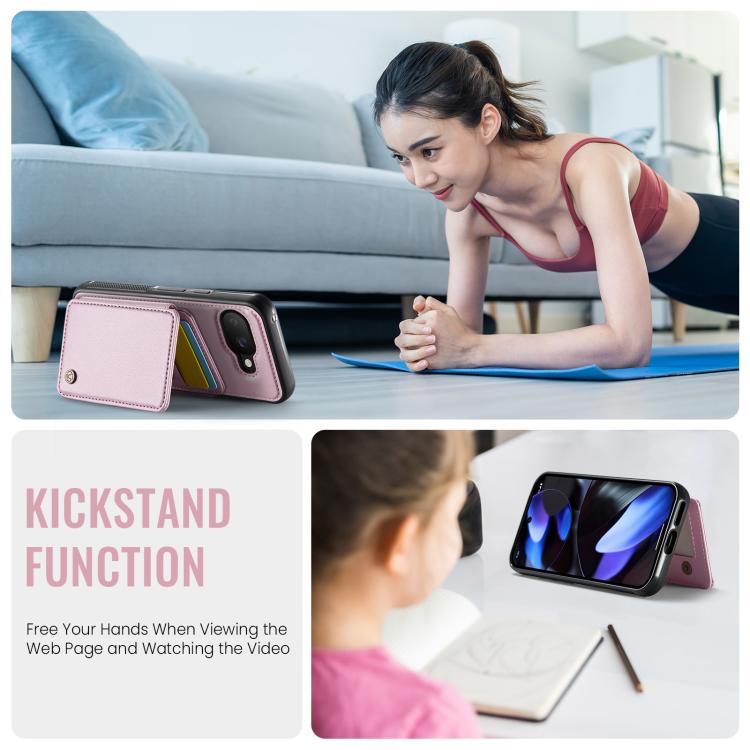 For Google Pixel 9a JEEHOOD J05 Business Magnetic Style RFID Leather Phone Case(Pink) by JEEHOOD