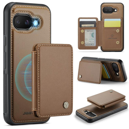 For Google Pixel 9a JEEHOOD J05 Business Magnetic Style RFID Leather Phone Case(Brown) by JEEHOOD
