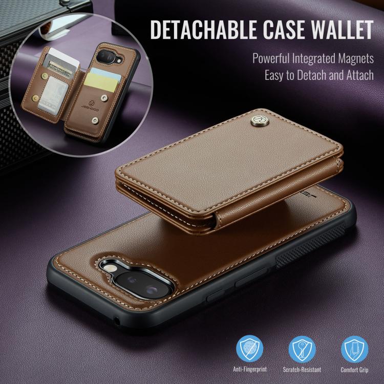 For Google Pixel 9a JEEHOOD J05 Business Magnetic Style RFID Leather Phone Case(Brown) by JEEHOOD