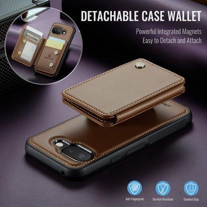 For Google Pixel 9a JEEHOOD J05 Business Magnetic Style RFID Leather Phone Case(Brown) by JEEHOOD