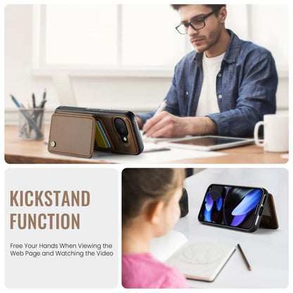 For Google Pixel 9a JEEHOOD J05 Business Magnetic Style RFID Leather Phone Case(Brown) by JEEHOOD