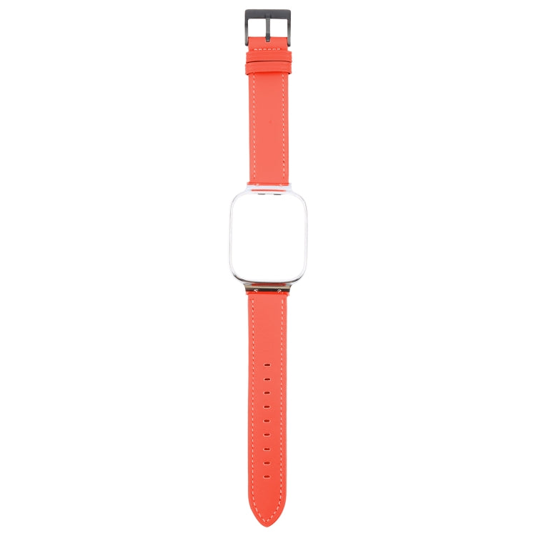 For Redmi Watch 3 Lite Metal Frame Integrated Leather Watch Band(Red) by bashfashion