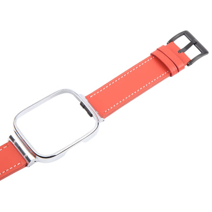 For Redmi Watch 3 Lite Metal Frame Integrated Leather Watch Band(Red) by bashfashion