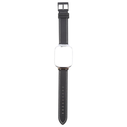 For Redmi Watch 3 Lite Metal Frame Integrated Leather Watch Band(Black) by bashfashion